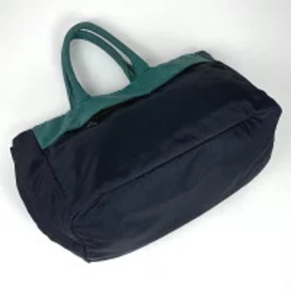Prada reversible bag green tote plate handbag Navy Blue Green Blue